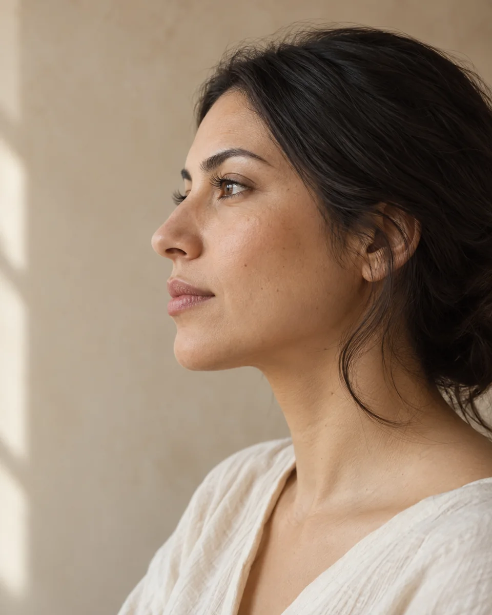 Retrato editorial de una mujer adulta de perfil